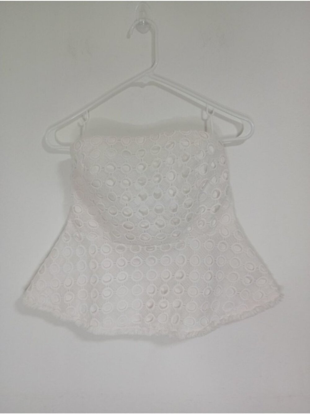 Azulu White Strapless Circle Lace Bustier Crop Top Size M Womens Cotton Blend